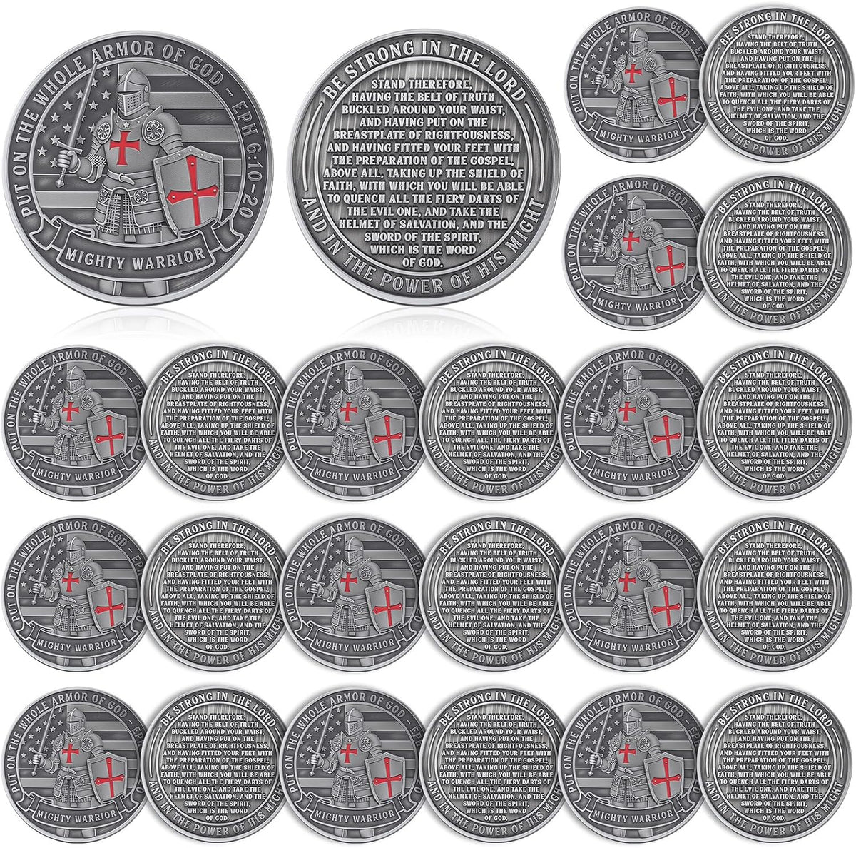 Nosiny 20 Pcs Armor of God Coins Metal Christian Challenge Coins - Ancient Style