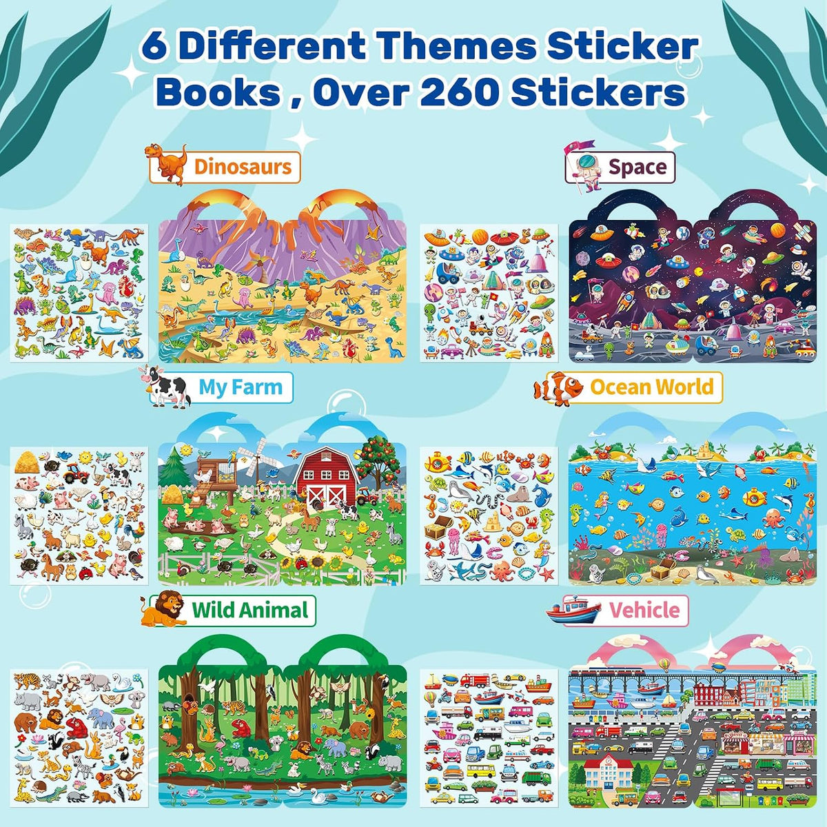 Elfew 3 pack Halloween reusable sticker books for toddlers with puffy stickers - view 7