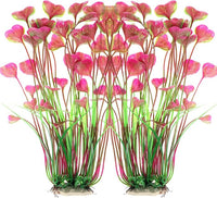 ALEGI Fish Tank Decorations Plastic Plants Large,Aquarium Artificial Plants Decoration Ornament Safe for All Fish-16 inch 2Pcs (Red 2 Pcs)