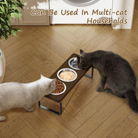 Elevated Cat Bowls with 3 Stainless Steel Bowls - Walnut 2 PACK - image 2