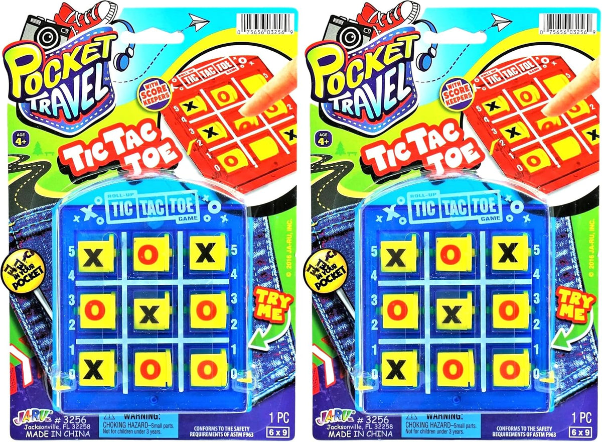 JA-RU Portable Tic Tac Toe Mini Board Game 3256-1p – Fun for Kids & Family - 2 Pack / Tic Tac Toe
