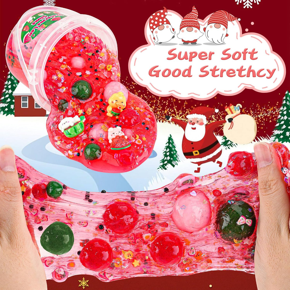 Astronaut Galaxy Slime for Kids, Big Slime Bucket with Clay - Red Slime - image 3