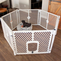 MyPet North States Petyard Plus: 3 Ft. Wide Folding Dog Playpen - 6-Panel / Small Pet Door / Light Gray - image 2