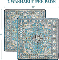 Washable Pee Pads for Dogs, Reusable Puppy Pads 36"x 41" 2 Pack – Essentials for Dogs - Medallion Blue / 48"*48"(Pack of 2) - image 2