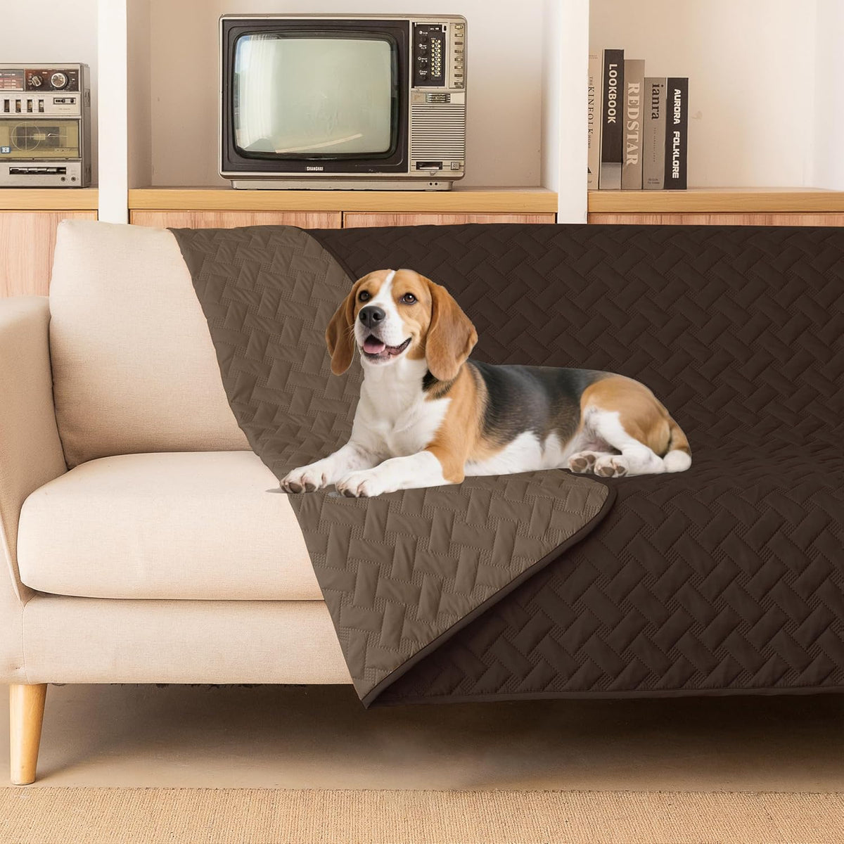 gogobunny 100% Double Sided Waterproof Dog Blanket Soft Pet Bed Cover - 82x102 Inch (Pack of 1) / Dark Coffee/Light Coffee