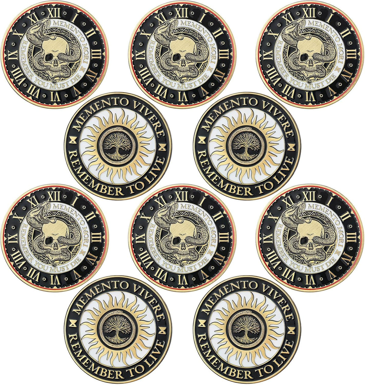 Misdary memento mori challenge coins in classic style copper finish with medallion box - view 2