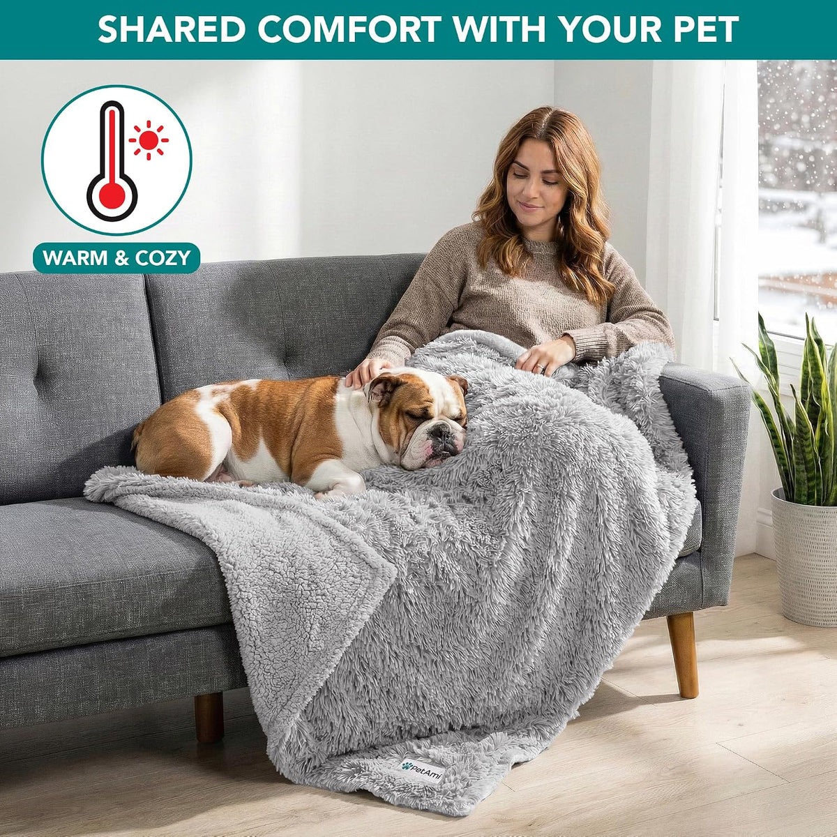 PetAmi Waterproof Dog Blanket for Couch Protector Pet Throw - Light Grey / Medium (29x40) - image 4