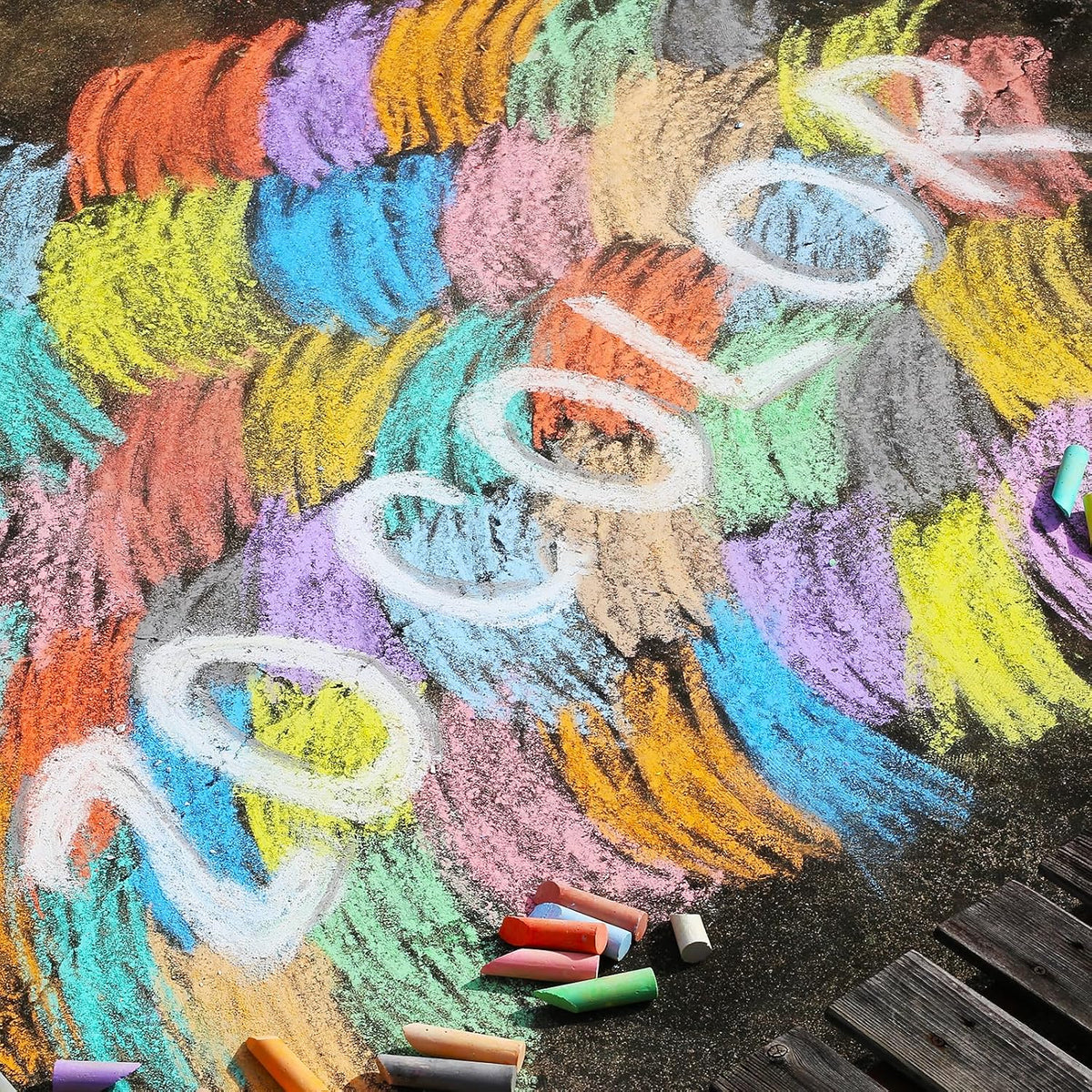 JASNKKONT washable sidewalk chalk set with 180 jumbo sticks in 20 colors and a gift box - view 4