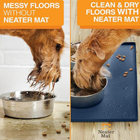 Neater Pet Brands Neater Mat Pet Mats for Food and Water, Cat & Dog Bowl Mat Waterproof Silicone, Feeding Tray, Dog Food Mats for Floors, Placemat w/Raised Edge for Under Bowls, 32" x 24", Dark Blue