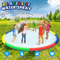 ODOSOLA large non-slip kids splash pad spraying water on a backyard lawn - view 6
