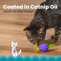 Catstages Strawbabies Dental Cat Chew Toy with Catnip & Feathers - Bouncing Grape - image 4