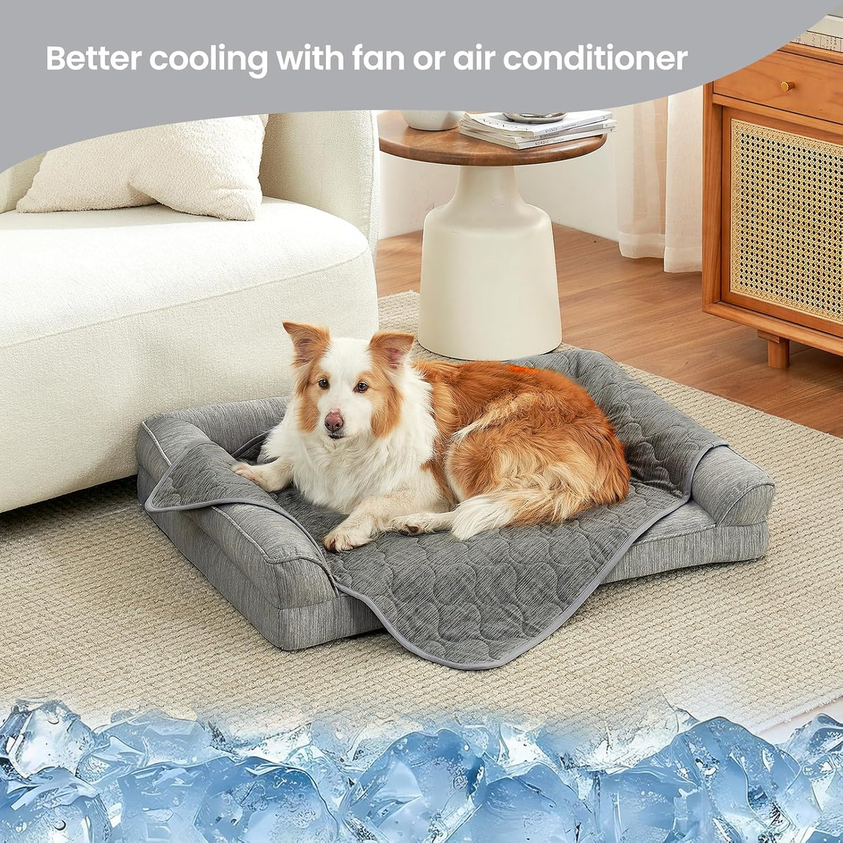 Cozy Bliss Leakproof Cooling Blanket for Large Dogs, Q-Max 0.5 - Heather Charcoal Grey / 40*60 - image 2