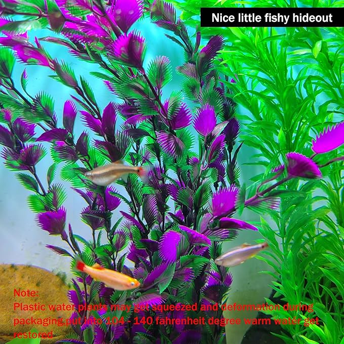 20.47 Inch Tall Aquarium Plants – Large Lifelike Artificial Fish Tank Decorations, 2 Pcs Fish Tank Plants Plastic，Durable & Safe for Freshwater/Saltwater Aquariums (Purple (Style C))
