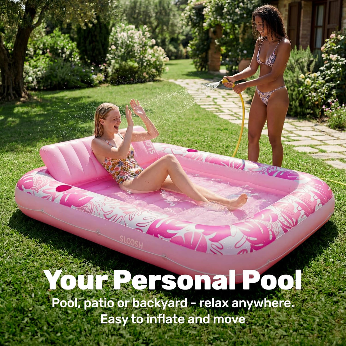SLOOSH Inflatable Tanning Pool Lounger Float - Blushing Pink / X-Large - image 3