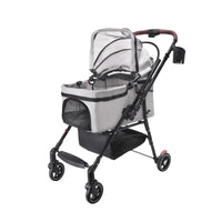 4-Wheel Foldable Pet Stroller For Small Dogs & Cats - 360 Rotating Wheels, Detachable Carrier & Travel Bag Included