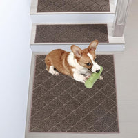 COSY HOMEER Edging Stair Treads Non-Slip Corner Indoor Stair Runners for Wooden Steps,Landing Slip Resistant Stair Rugs Mat for Kids and Dogs,100% Polyester TPE Backing,Brown,30x30 inch