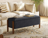 Storage Ottoman Bench, End of Bed Bench for Bedroom, 47" Boucle Upholstered Entryway Shoe Seat Bench, Holds up to 660 lb Storage Ottoman, Padded Blanket Chest Stool Foot Rest for Living Room Blue