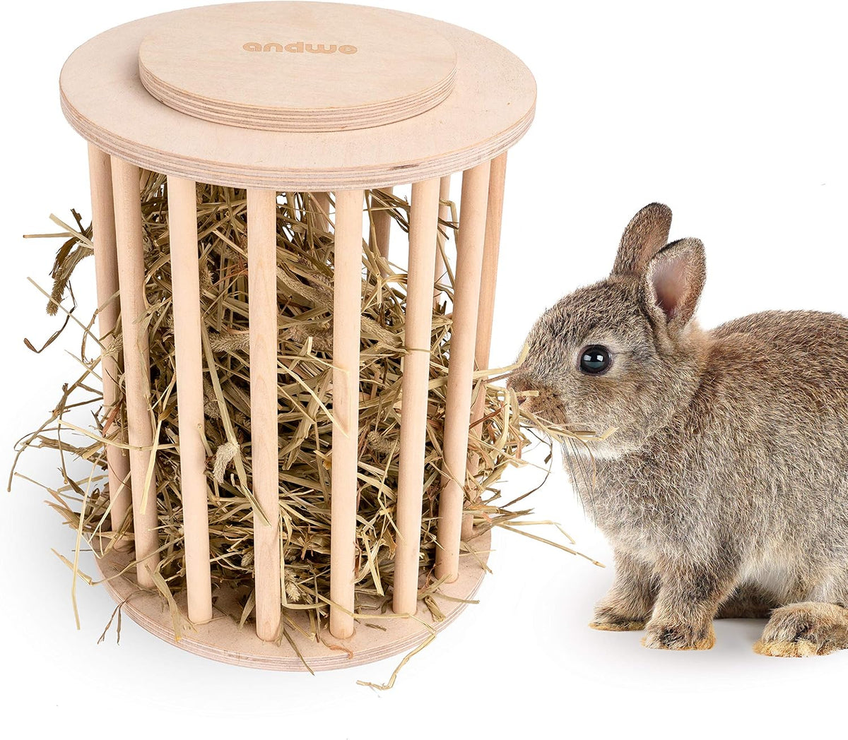 andwe Rabbit Hay Feeder Wooden Food Feeding Rack Easy to Fill – Essentials for Small Pets