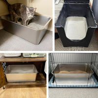 Stainless Steel Cat Litter Box 2 Pack-XXL Metal Litter Box for Adult Big Cats,Stainless Steel LitterBox Multiple Cats, Cat LitterBox -Pet Toilet Easy to Clean,Non Stick, No Smell
