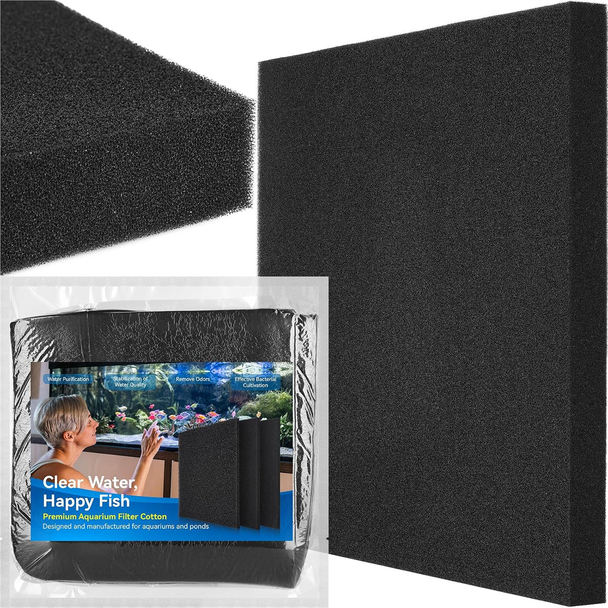 Borlech Aquarium Bio Filter Sponge Pad - 18.5"x18.5"x1.6" (50PPI) 1 PACK