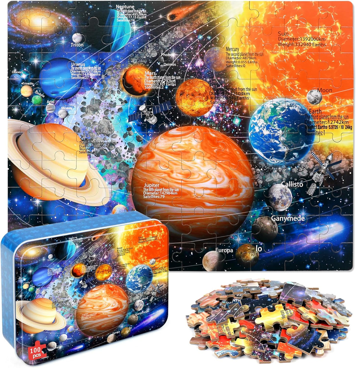 LELEMON Halloween jigsaw puzzle for kids with pumpkins and bats in tin box - view 7