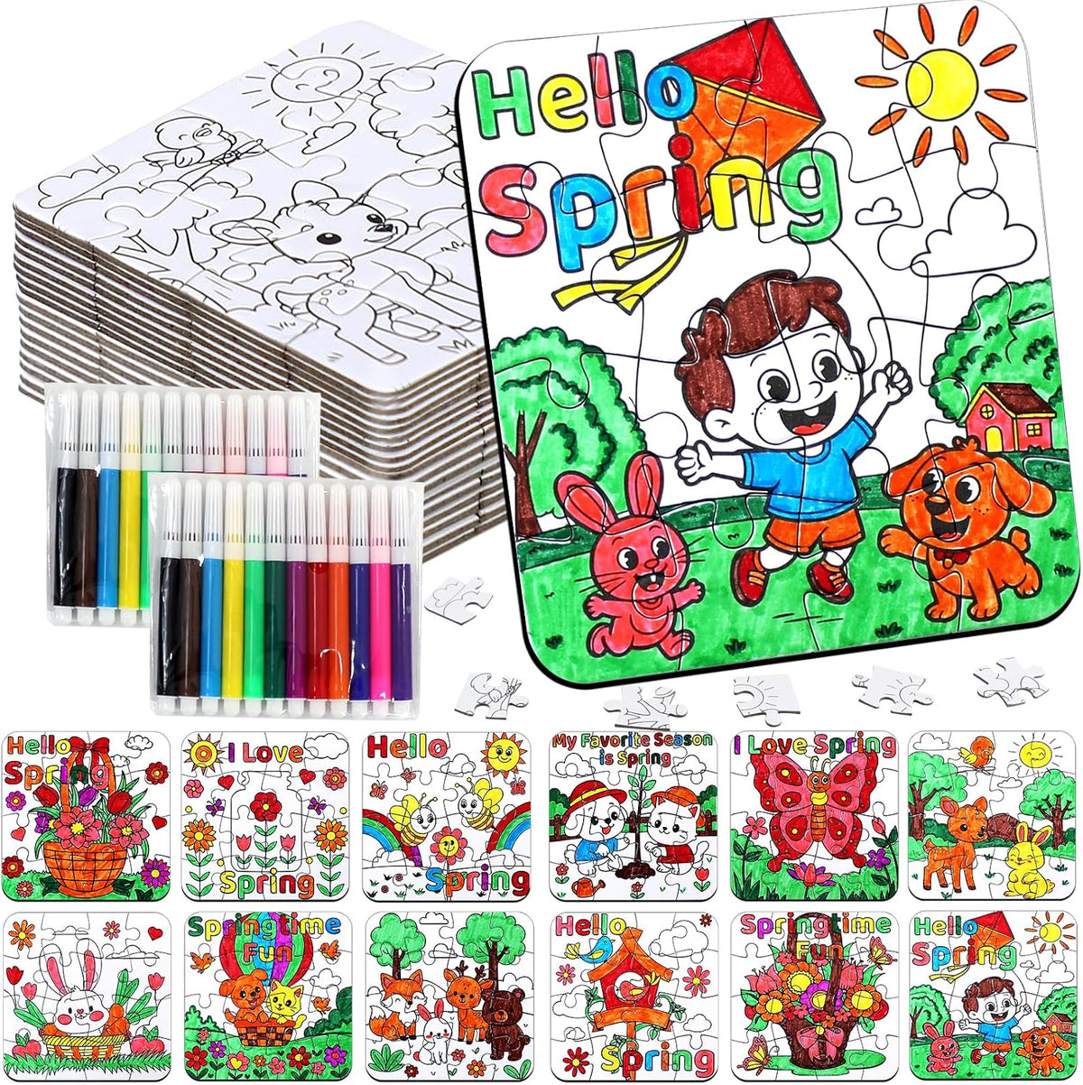 MUOUAKATE Christian Halloween crafts for kids, 24 blank coloring puzzle sets - view 3