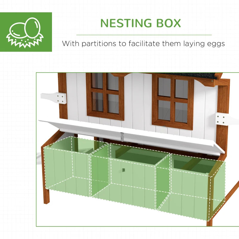 47Chicken Coop, Wooden Chicken House Raised Rabbit Hutch With Waterproof Roof, Nesting Box And Handles For 3-5 Hens, Pou