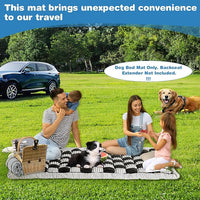 VClife Car Back Seat Cover for Dog, Non Slip Pet Bed Mat Washable Backseat Extender Cushion, Furry Dog Cat Travel Blanket Bed Modern White Black Plaid Bed, 51"×23.6"