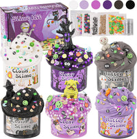 6 Pack Halloween Slime Kit, Cloud Butter Slime for Girls Boys – Fun for Kids & Family - Purple Black