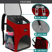 PetAmi Cat Backpack Carrier for Small Dogs and Large Cats - Red - image 3