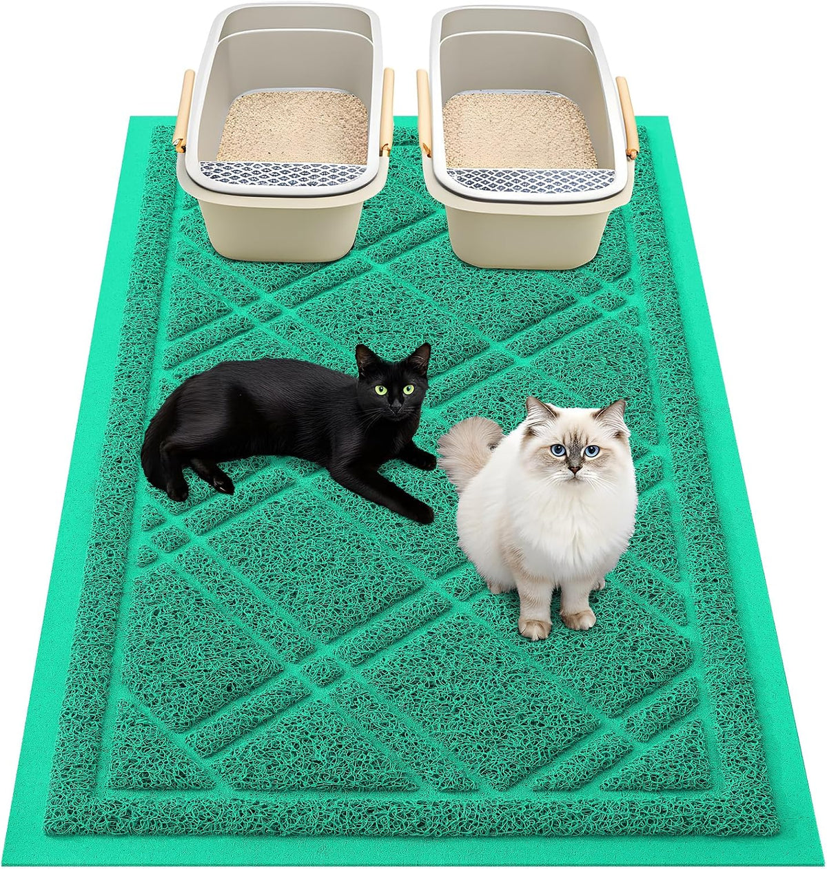 Smiry Cat Litter Box Mat 30x17 - 36x24 / Green