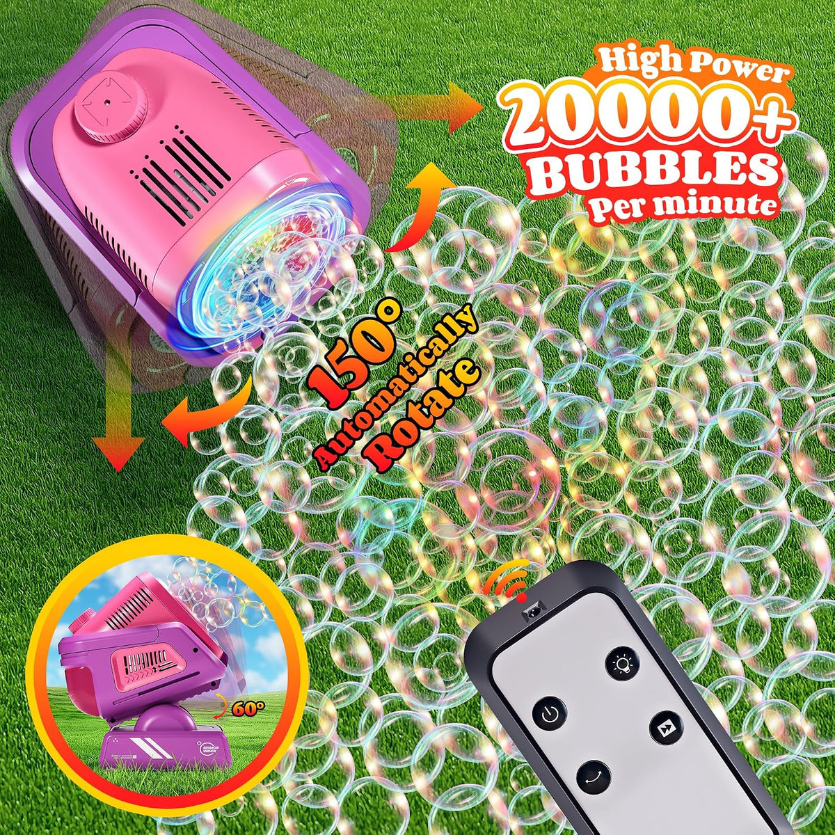 Upgraded Bubble Machine Outdoor Toys for Kids & Wedding Party – Fun for Kids & Family - Purple - image 3