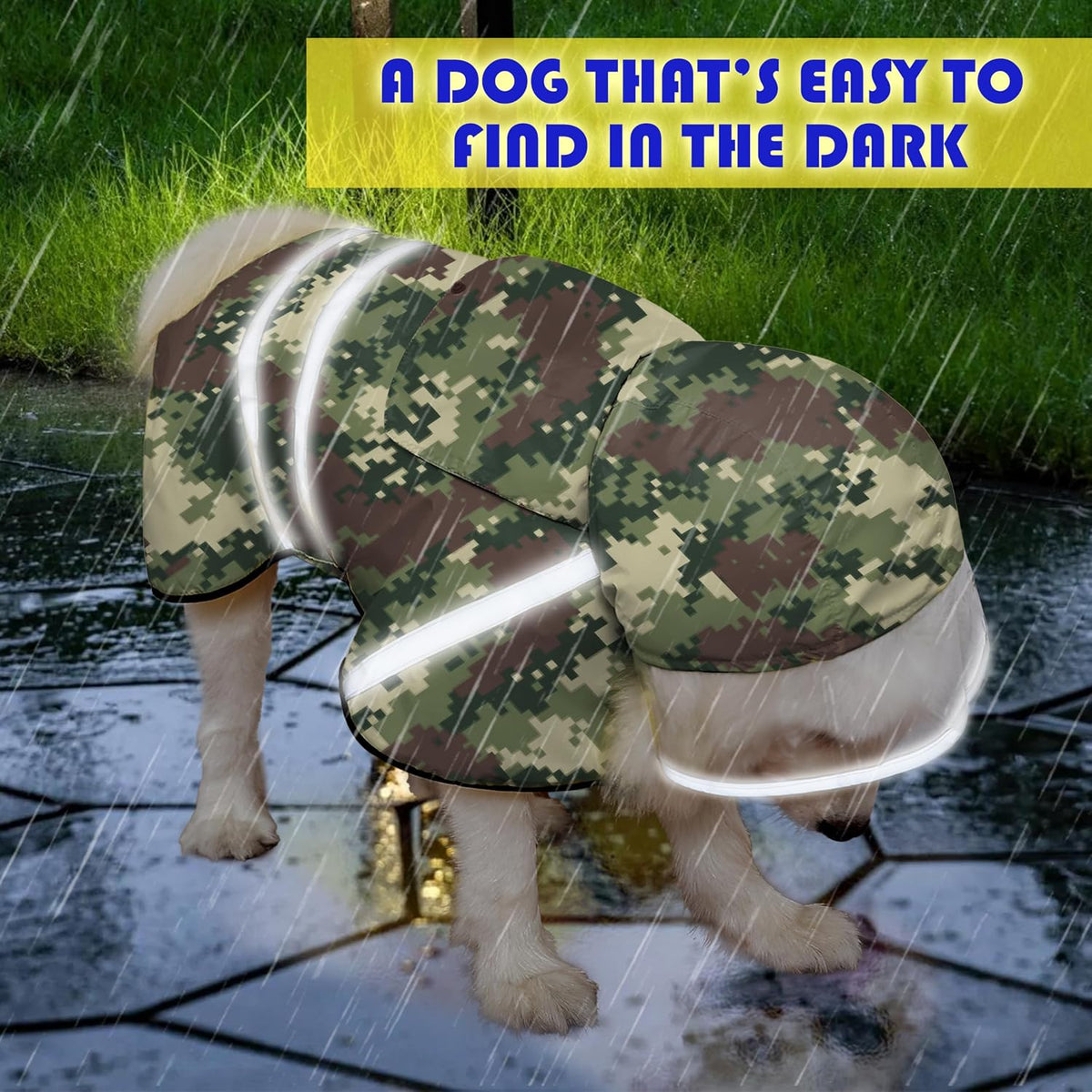 Dog Raincoat, Adjustable Rain Jacket with Hooded Double Layer for Large Medium Small Dogs Puppies - Camouflage Green / XX-Large - image 3