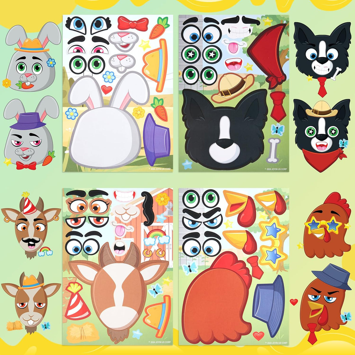 JOYIN 36 Sheets 9"x6" Make a face Stickers for Kids - Farm - image 4
