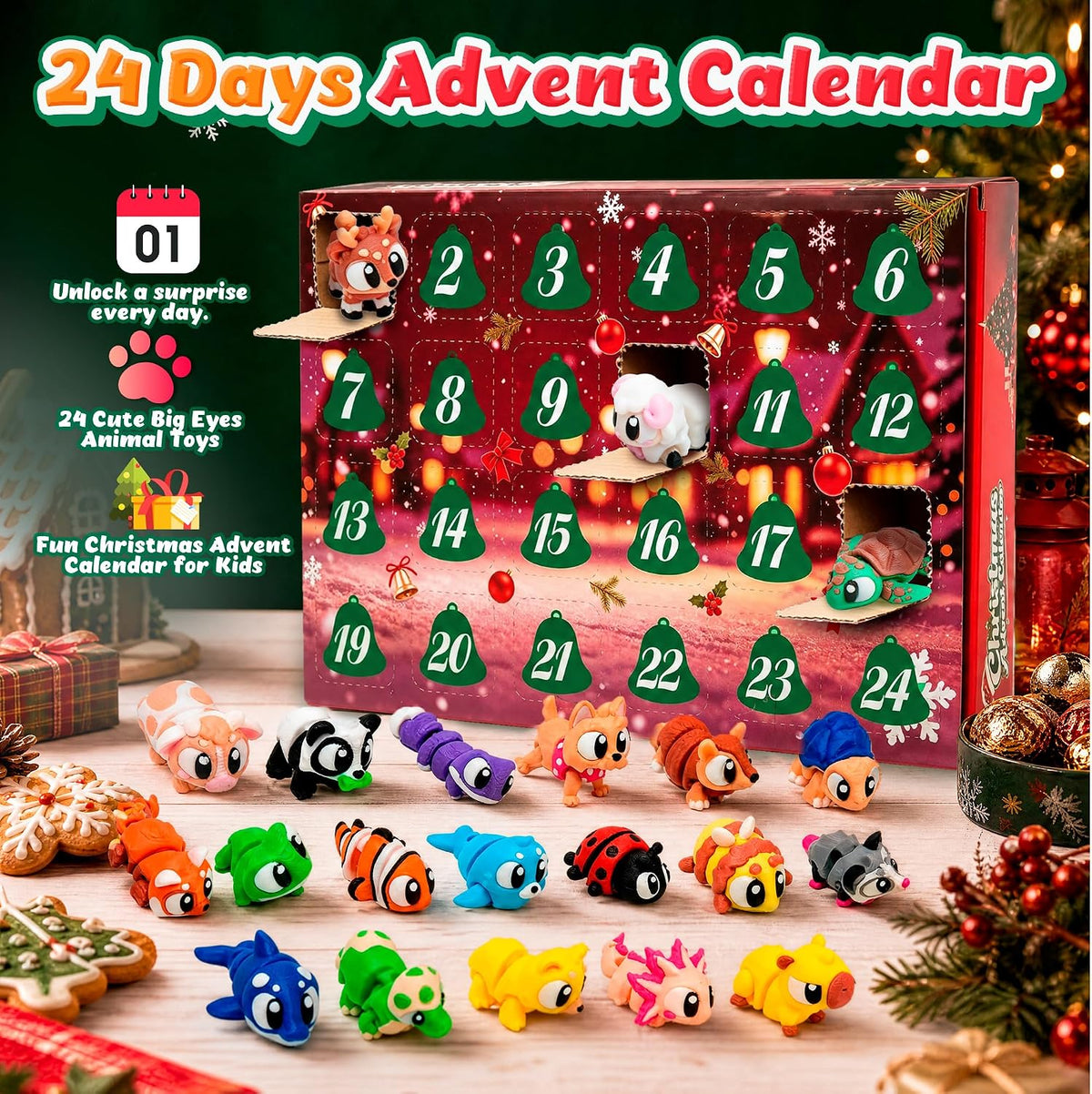 30Pcs 3D Printed Animals Set for Kids - colorful 24PC - image 3