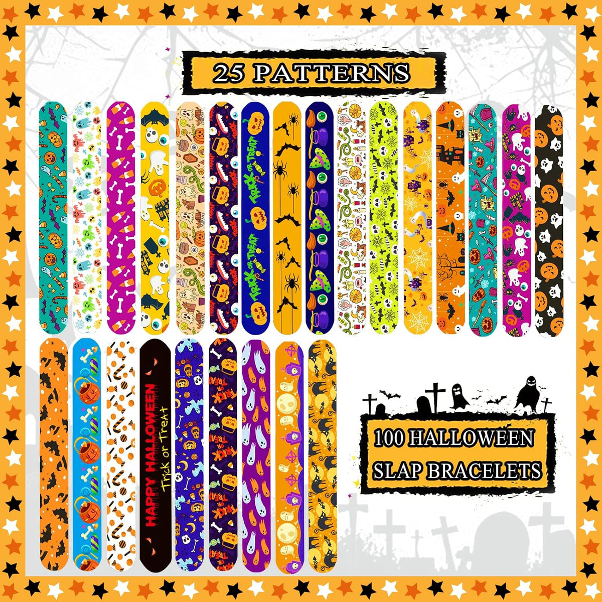 Halloween Slap Bracelets for Kids - 100c - image 3
