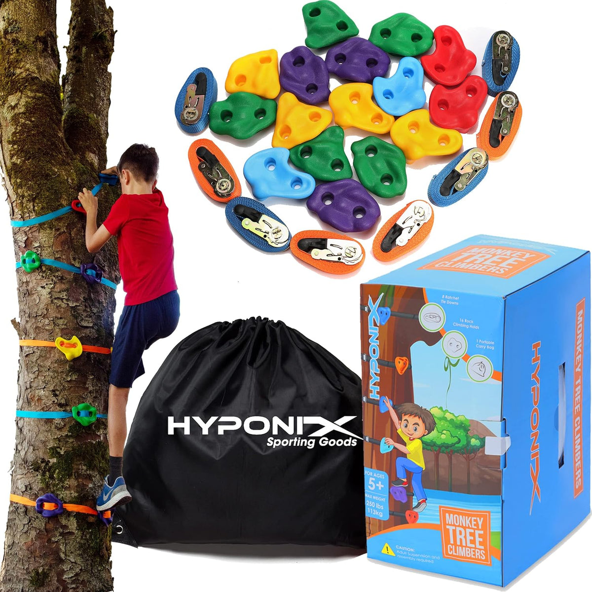 Hyponix Ninja Tree Climbing Kit for Kids - Monkey Tree Climbers 2.0