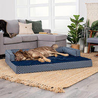 Furhaven Orthopedic Dog Bed for Large Dogs w/ Removable Bolsters - Diamond Blue (Plush & Woven Décor) / Jumbo Plus - image 3