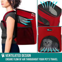 PetAmi Cat Backpack Carrier for Small Dogs and Large Cats - Red - image 4