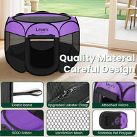 Love's cabin Pet Puppy Dog Playpen - Purple / 30.0"L x 30.0"W x 23.0"H - image 3