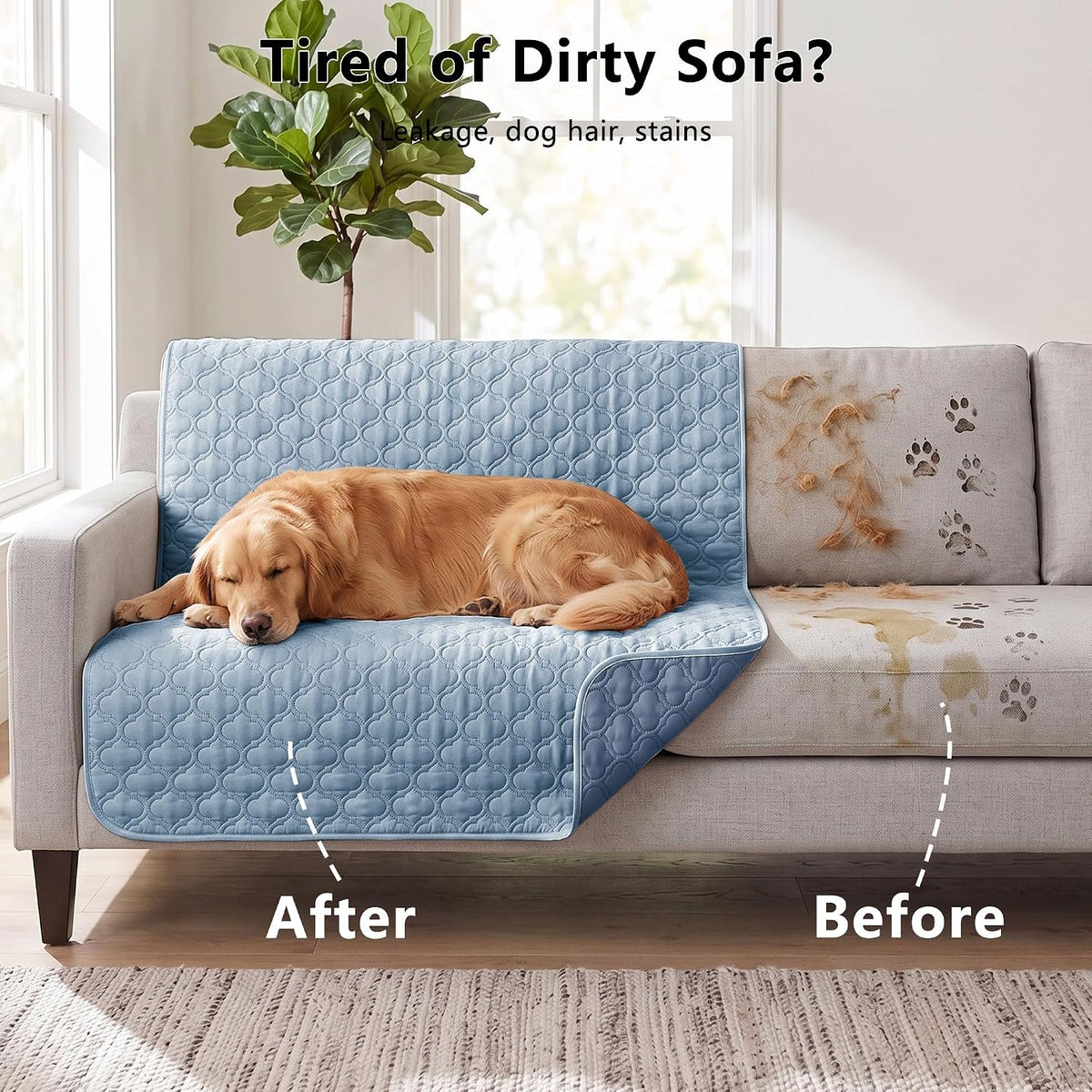 Waterproof Couch Cover, Washable Dog & Pet Furniture Protector - Lightblue+darkblue / 52x82 Inches - image 3