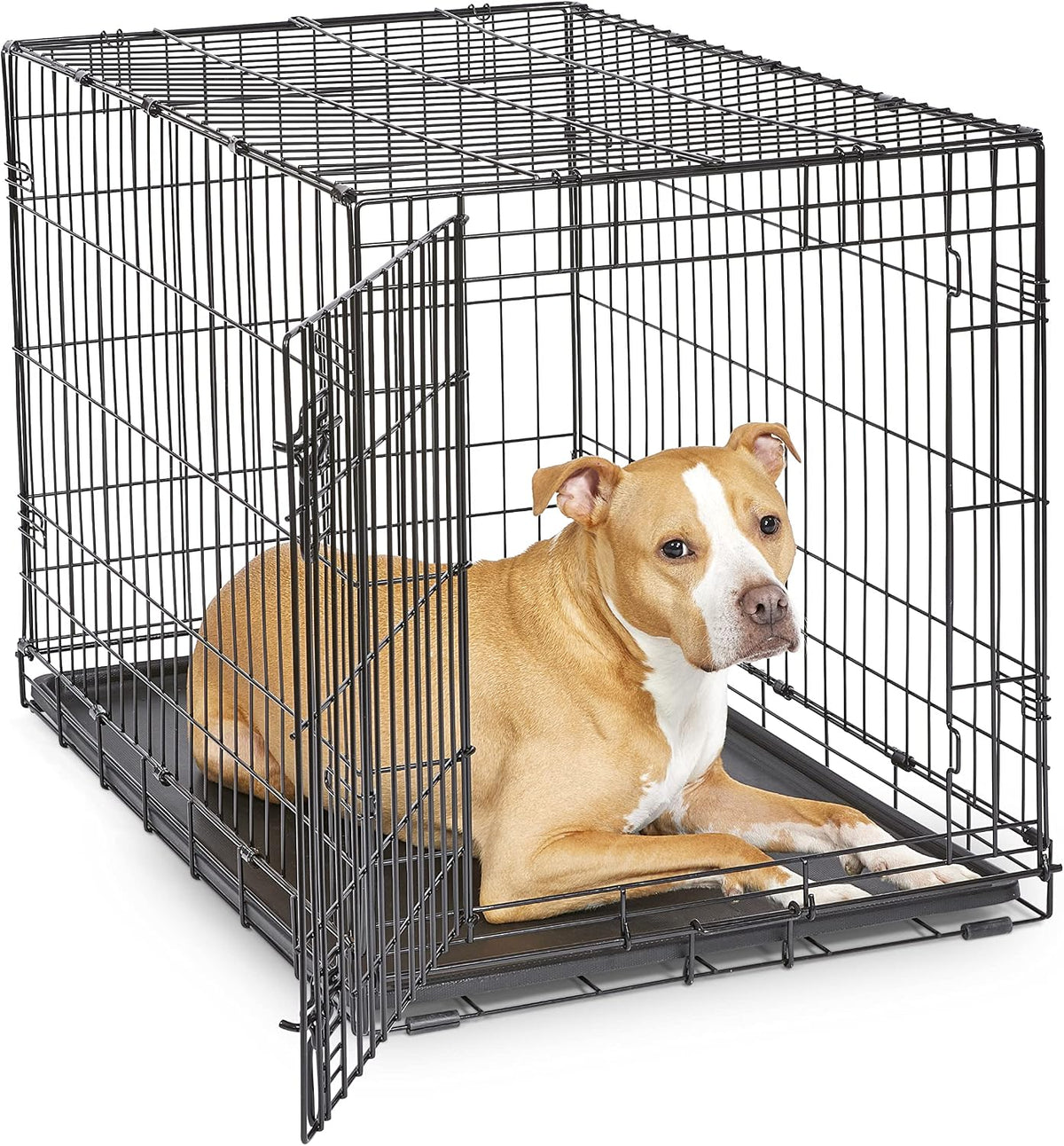 New World by Midwest 42-Inch Single Door Crate, for Large Breeds - Single Door - Black / Medium (36"L)