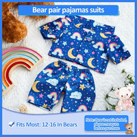 2 Pcs Rainbow PJ's Bear Clothes Outfit Stuffed Animal - Rainbow / Blue - image 2
