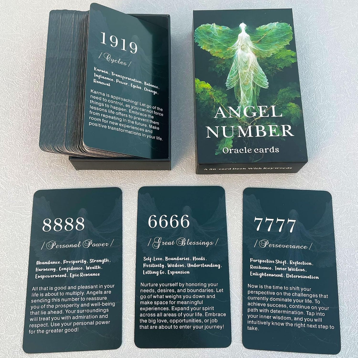 DPEHAKMK angel numbers oracle cards deck for beginners, 56 cards