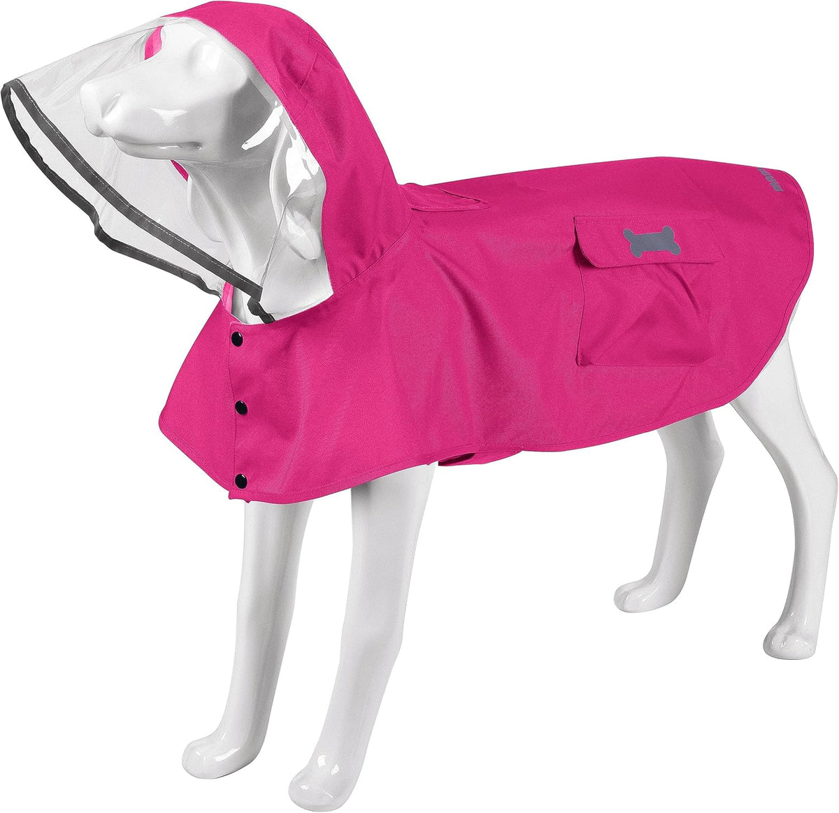 Waterproof Dog Raincoat, Adjustable Reflective Lightweight Pet Rain Clothes with Poncho Hood - Dark Pink / XX-Large