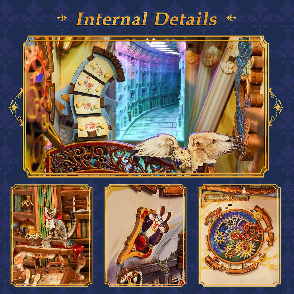 Tonecheer DIY Book Nook Kit 3D Wooden Puzzle Fairy Tale Miniature - Magical Library - image 3