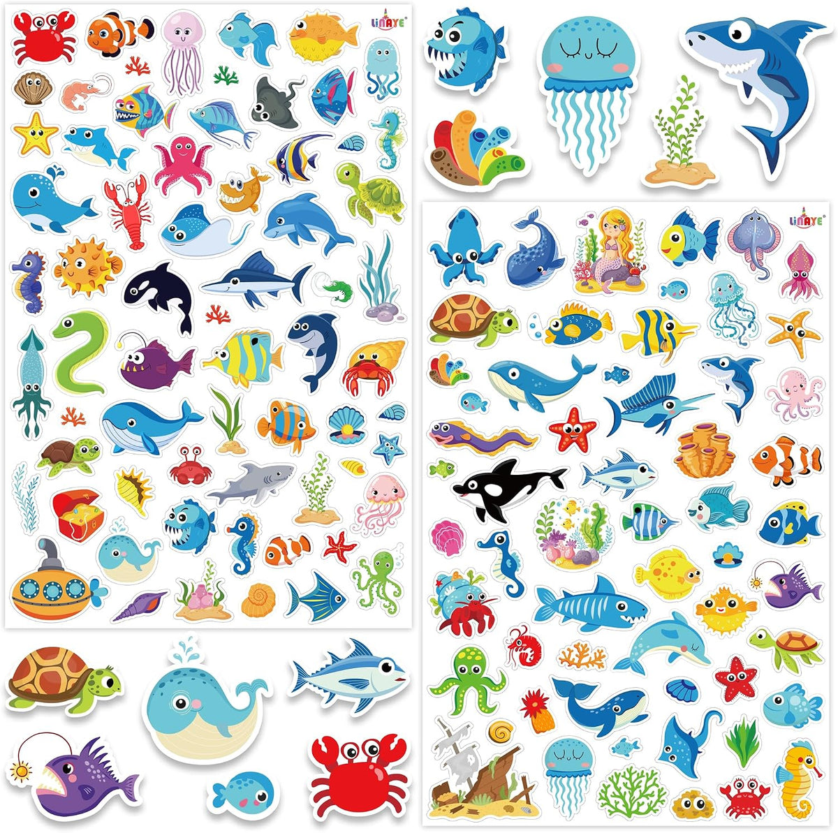 LINAYE 24 Sheets Happy Birthday Stickers, 730 Counts - Ocean 24 Sheets