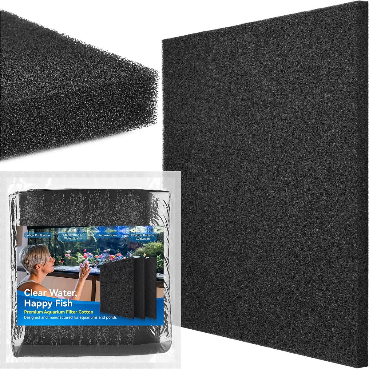 Borlech Aquarium Bio Filter Sponge Pad - 18.5"x18.5"x0.8" (50PPI) 1 PACK
