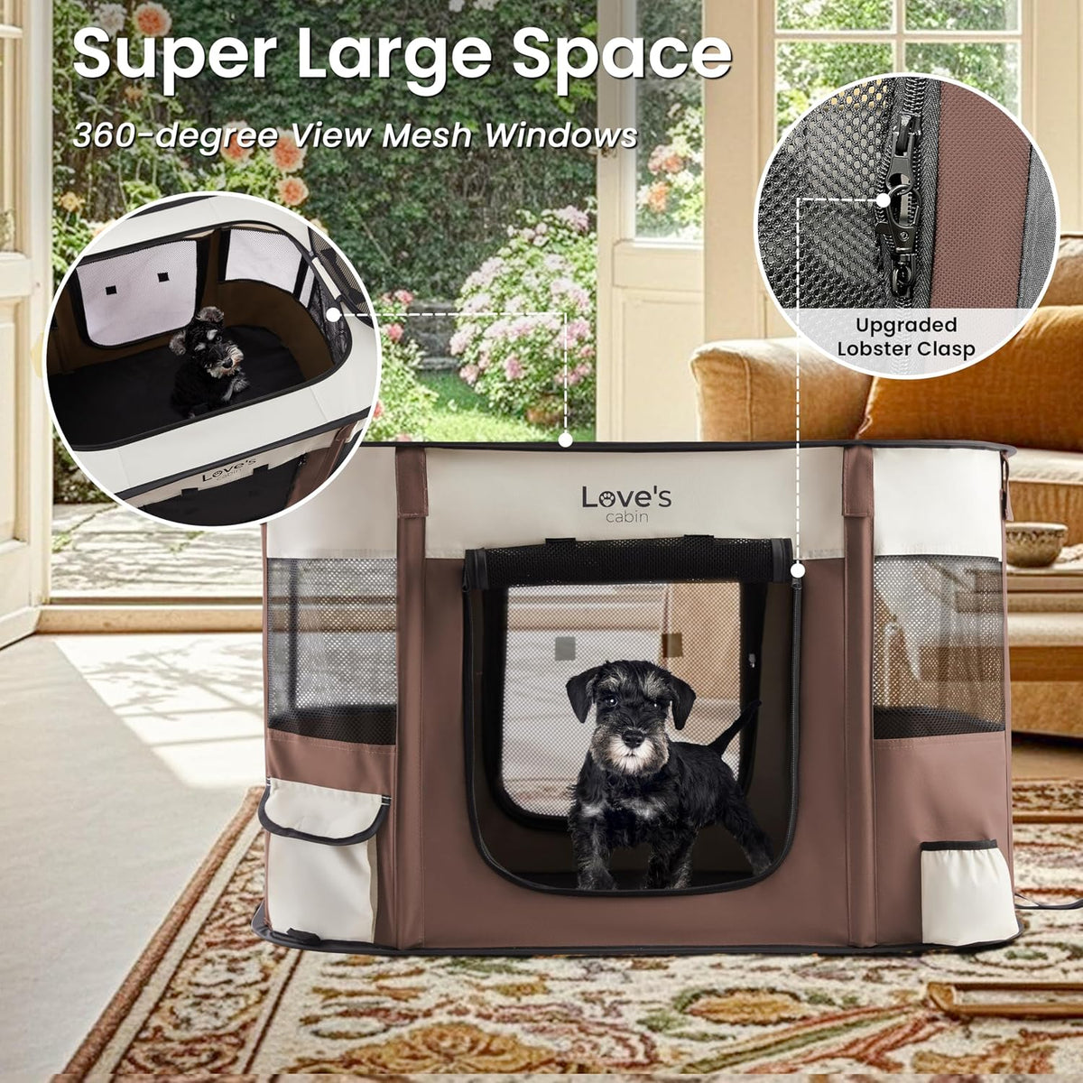 Love's cabin Pet Puppy Dog Playpen - Brown / Small - image 4