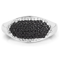 0.46 Carat Genuine Black Diamond and White Diamond .925 Sterling Silver Ring